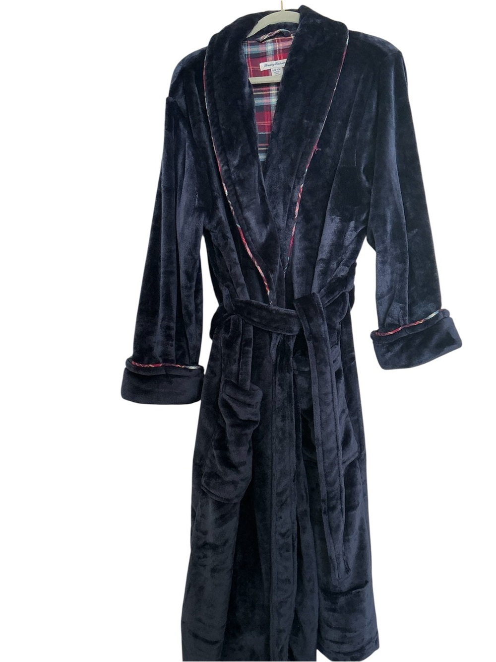 Navy Plush Robe TOMMY BAHAMA / Red Plaid Lining TB52645F, Size